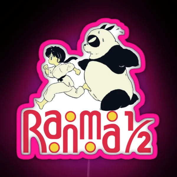 Ranma Panda Run ORIGINAL DRAWN RGB Neon Sign