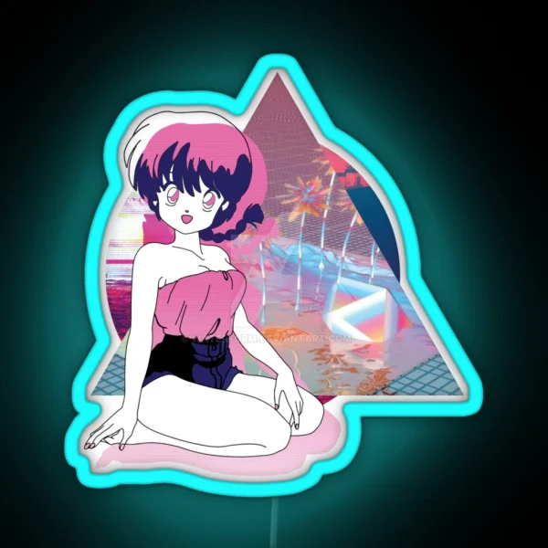 Ranma Saotome Vaporwave Ranma 1 2 RGB Neon Sign