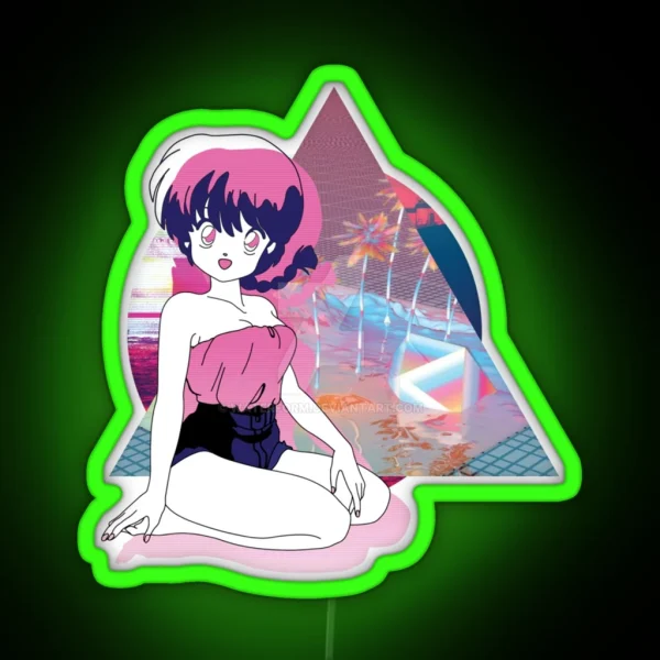 Ranma Saotome Vaporwave Ranma 1 2 RGB Neon Sign