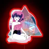 Ranma Saotome vaporwave neon sign with RGB colors and red tones from Ranma 1/2.