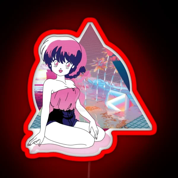 Ranma Saotome Vaporwave Ranma 1 2 RGB Neon Sign