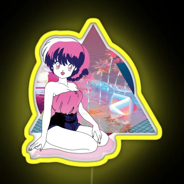 Ranma Saotome Vaporwave Ranma 1 2 RGB Neon Sign