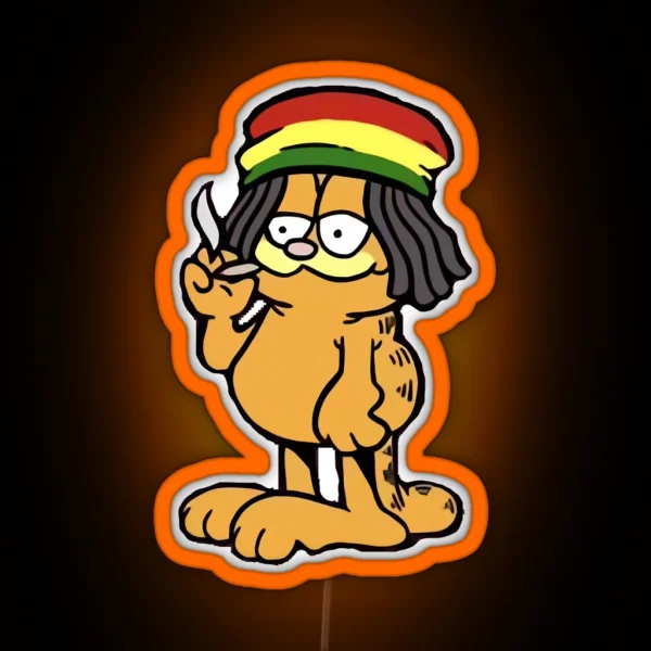 Rastafarian Garfield RGB Neon Sign