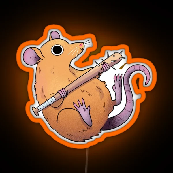 Rat With A Bat RGB Neon Sign