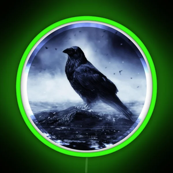 Raven In Mystical Light RGB Neon Sign