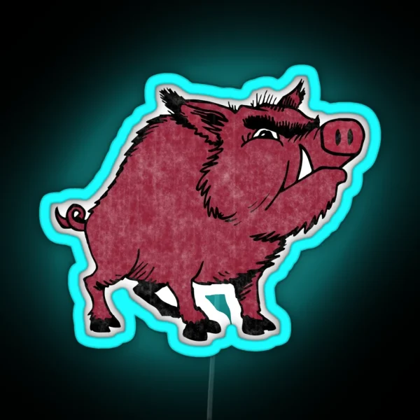 Razorback Hog Vintage Distressed Black RGB Neon Sign