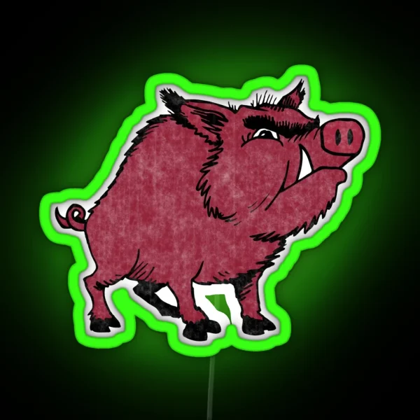 Razorback Hog Vintage Distressed Black RGB Neon Sign