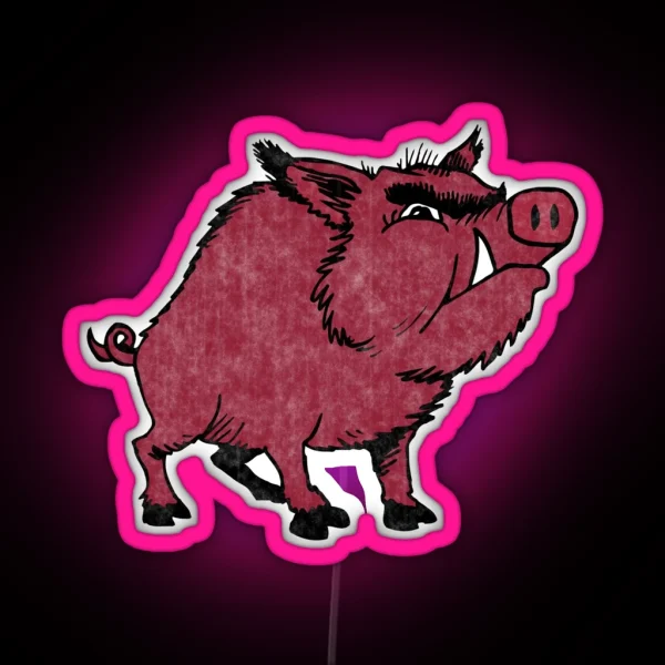 Razorback Hog Vintage Distressed Black RGB Neon Sign