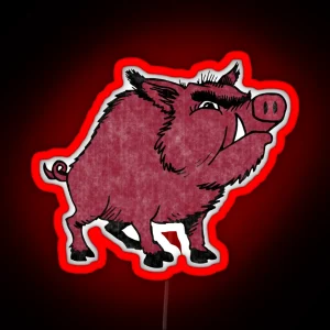 Razorback Hog Vintage Distressed Black RGB Neon Sign