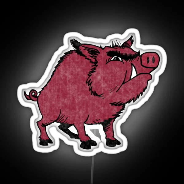 Razorback Hog Vintage Distressed Black RGB Neon Sign