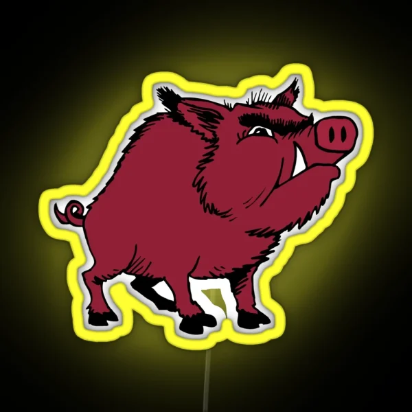 Razorback Hog White RGB Neon Sign