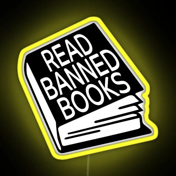 Read Banned Books Led Black White Free Speech RGB Neon Sign