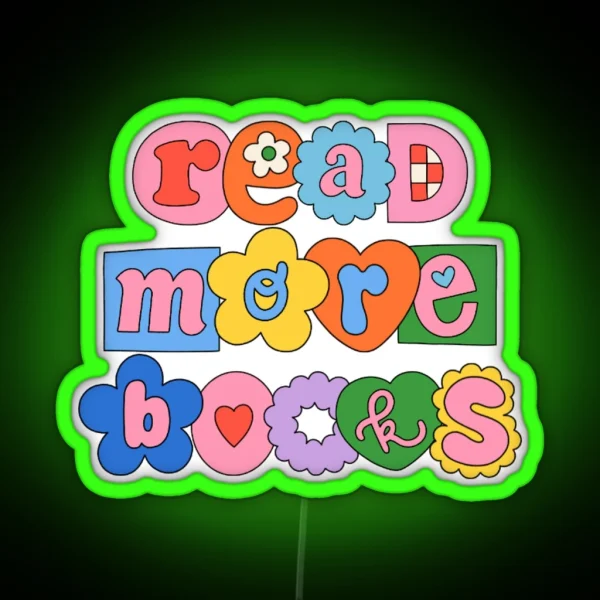 Read More Books Cute Letters Collage RGB Neon Sign