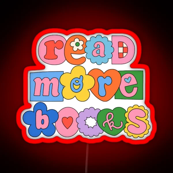 Read More Books Cute Letters Collage RGB Neon Sign