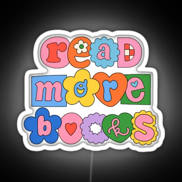 Read More Books Cute Letters Collage RGB Neon Sign