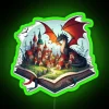 Reading fantasy books is fun | Vibrant RGB neon sign with green glow.
