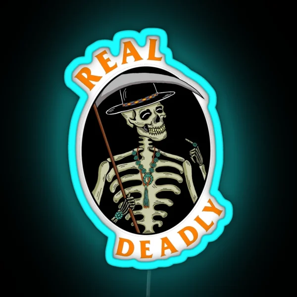 Real Deadly Ntv Skull RGB Neon Sign