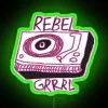 rebel grrrl with record player rgb neon sign green