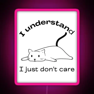 Rebel Rascal The I Don T Care Cat RGB Neon Sign