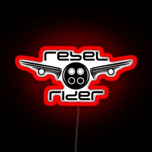 Rebel Rider Motorcycle Logo RGB Neon Sign