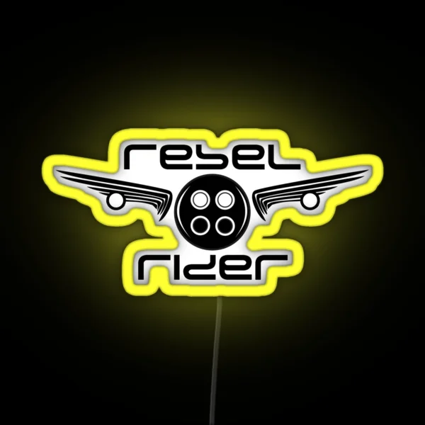 Rebel Rider Motorcycle Logo RGB Neon Sign