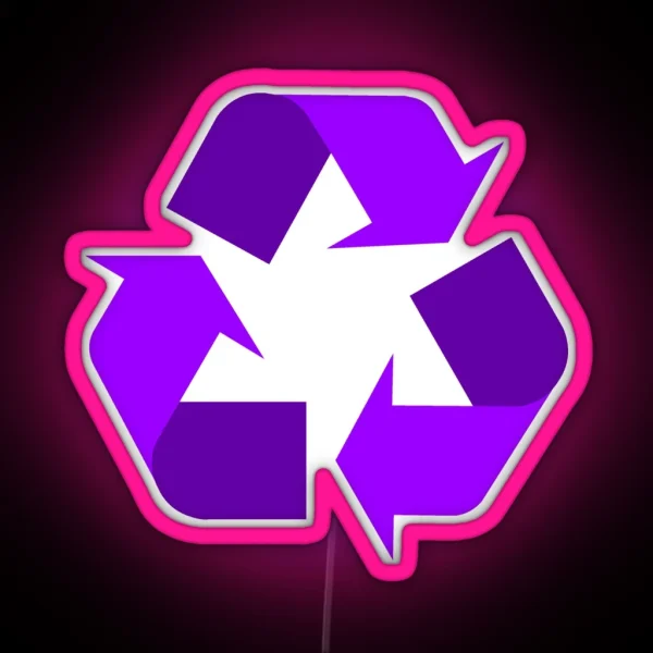 Recycle Symbol Purple RGB Neon Sign