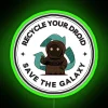 recycle your droid and save the galaxy - sci-fi neon sign with funny green rgb glow