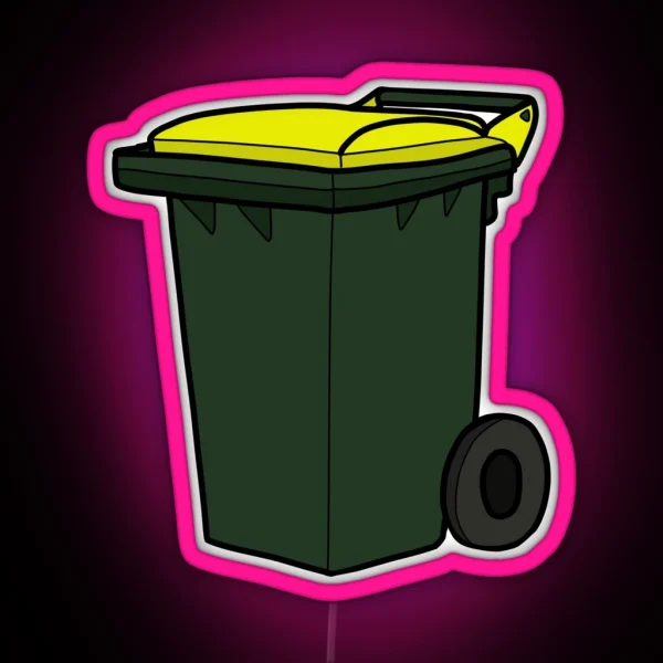 Recycling Wheelie Bin Yellow Lid Illustration RGB Neon Sign