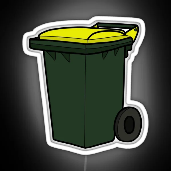 Recycling Wheelie Bin Yellow Lid Illustration RGB Neon Sign