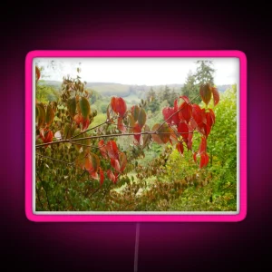 Red Autumnal Leaves RGB Neon Sign