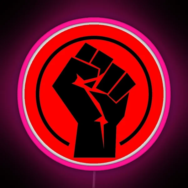 RED Black Socialist Fist RGB Neon Sign