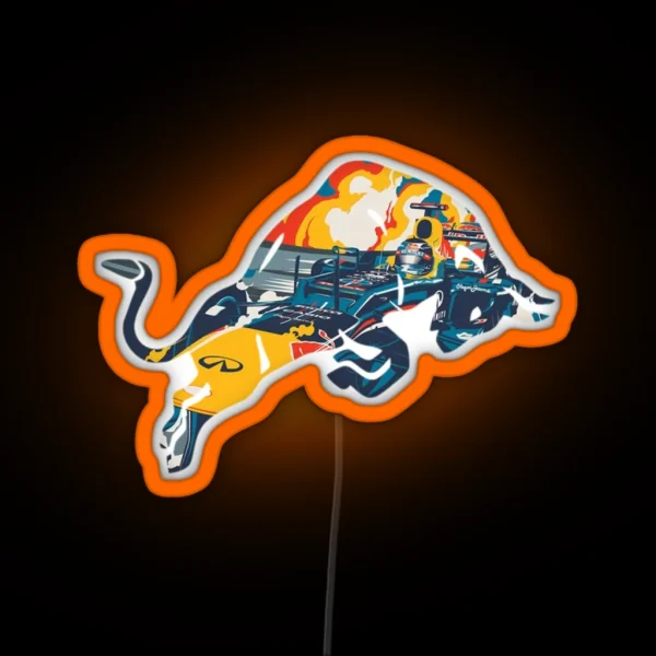 Red Bull Logo Vintage Design RGB Neon Sign