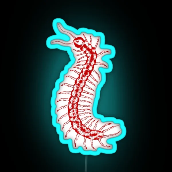 Red Centipede Sketch RGB Neon Sign