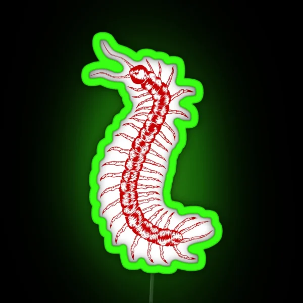 Red Centipede Sketch RGB Neon Sign