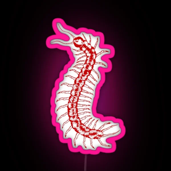 Red Centipede Sketch RGB Neon Sign