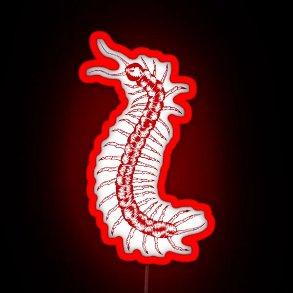 Red Centipede Sketch RGB Neon Sign