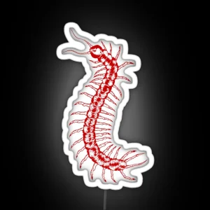 Red Centipede Sketch RGB Neon Sign