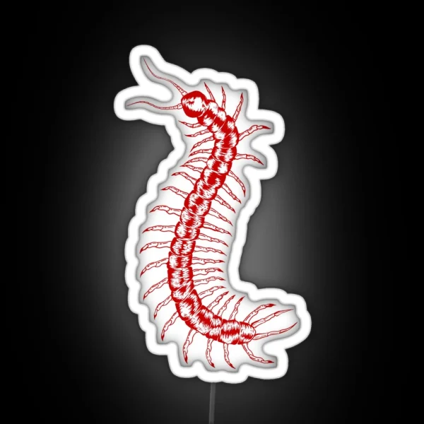 Red Centipede Sketch RGB Neon Sign