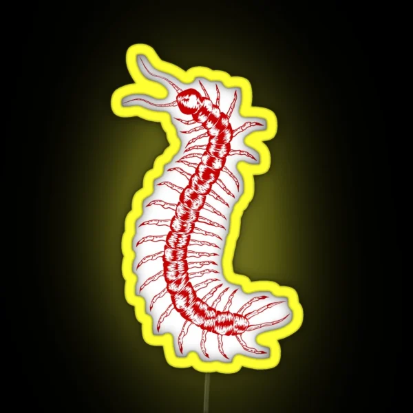 Red Centipede Sketch RGB Neon Sign