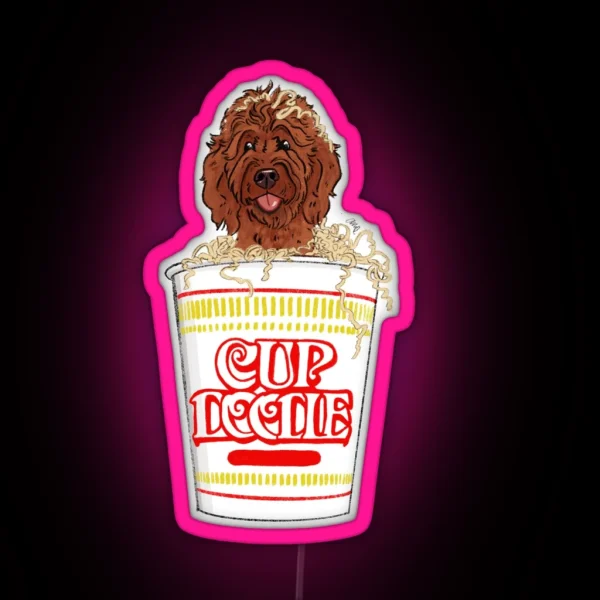 Red Cup Of Doodle RGB Neon Sign