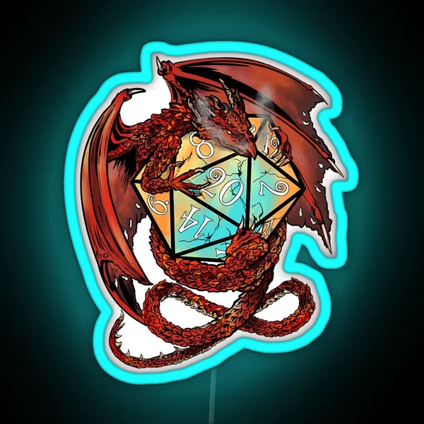 Red Dragon Dice RGB Neon Sign
