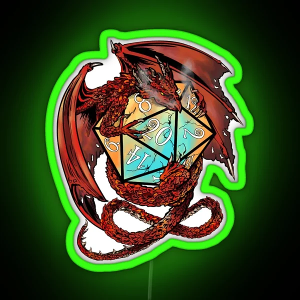 Red Dragon Dice RGB Neon Sign