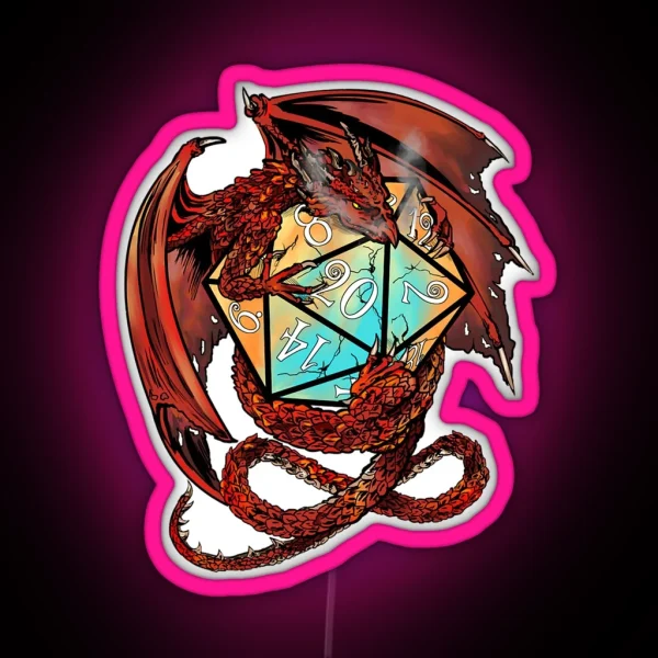 Red Dragon Dice RGB Neon Sign