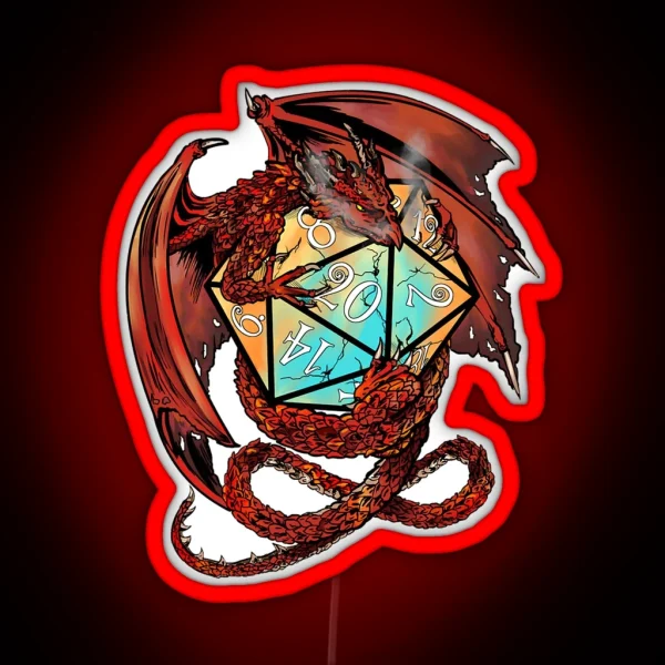 Red Dragon Dice RGB Neon Sign