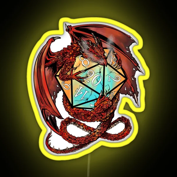 Red Dragon Dice RGB Neon Sign