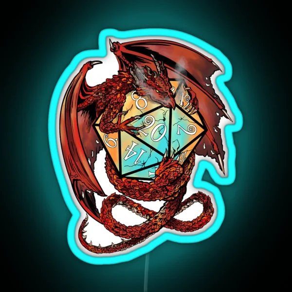 Red Dragon Dice RGB Neon Sign