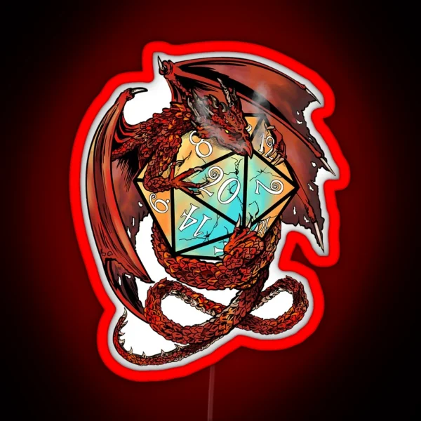 Red Dragon Dice RGB Neon Sign