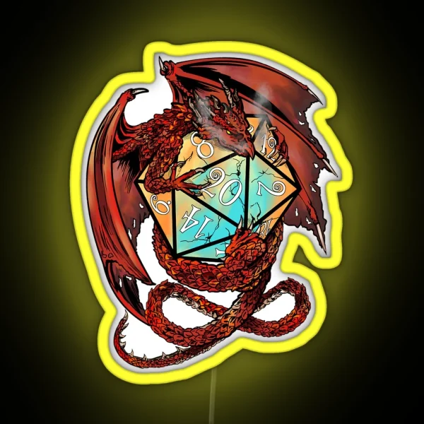 Red Dragon Dice RGB Neon Sign
