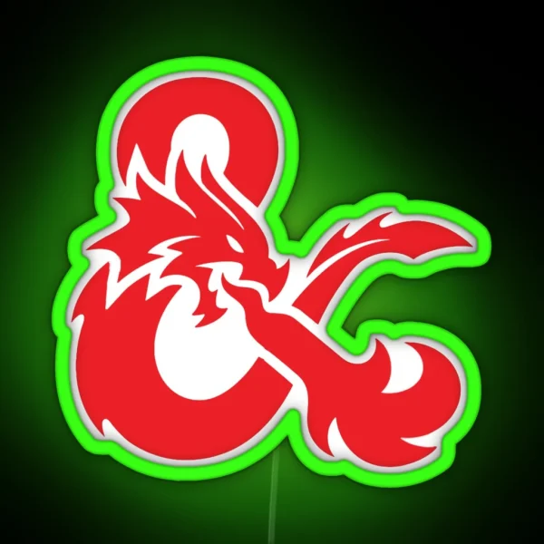 Red Dungeons And Dragons Logo RGB Neon Sign