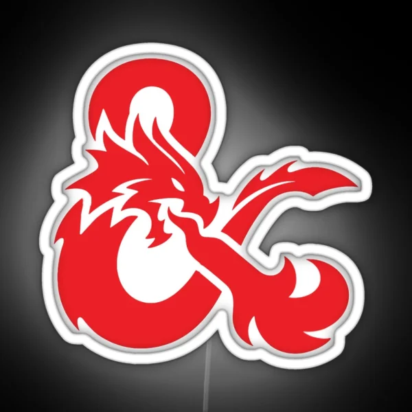 Red Dungeons And Dragons Logo RGB Neon Sign
